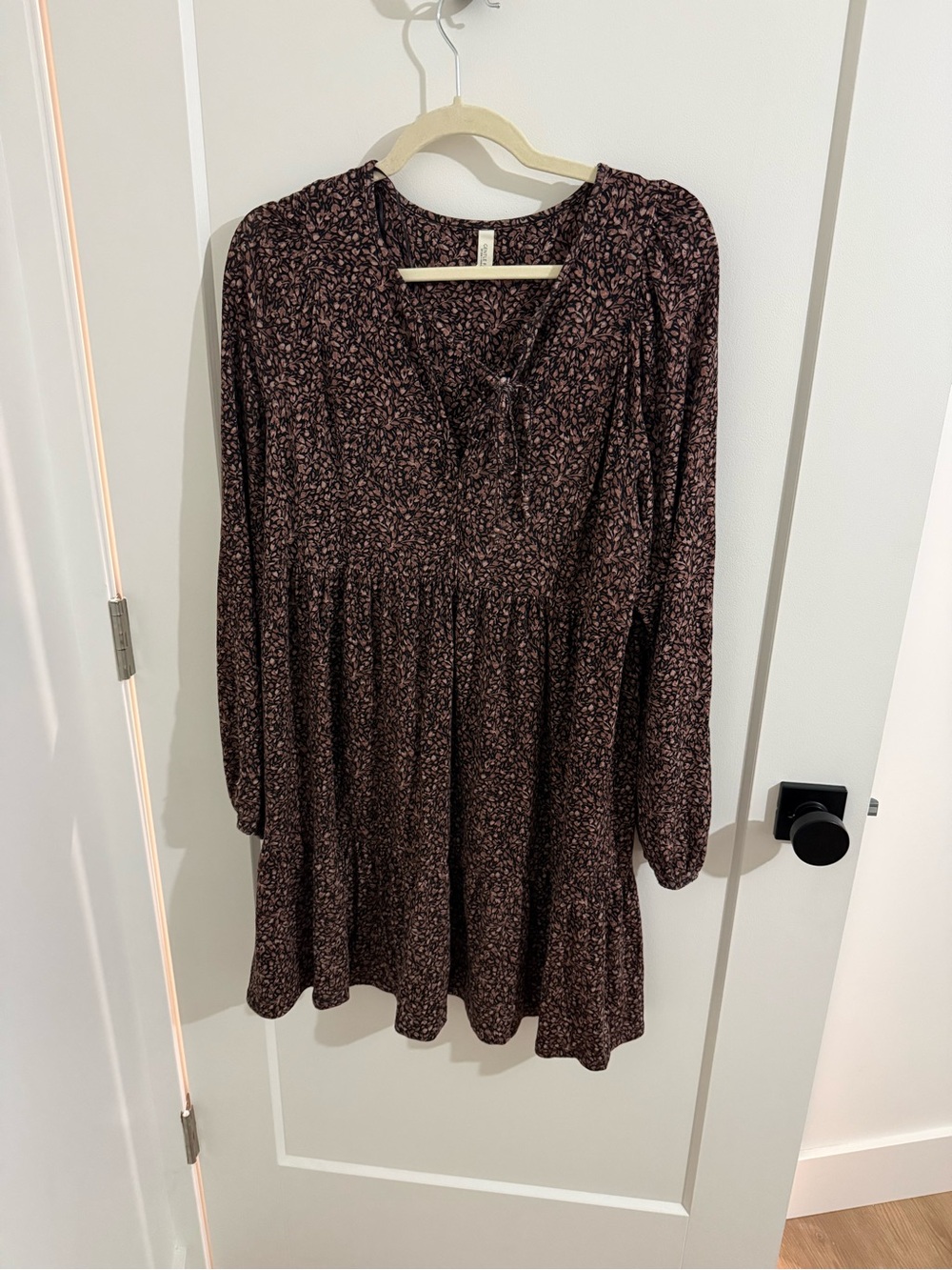 Gentle Fawn Brown Floral Long-Sleeve Tiered Dress